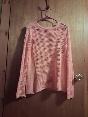 Style & Co. Pink Open-Knit Long Sleeve Coverup